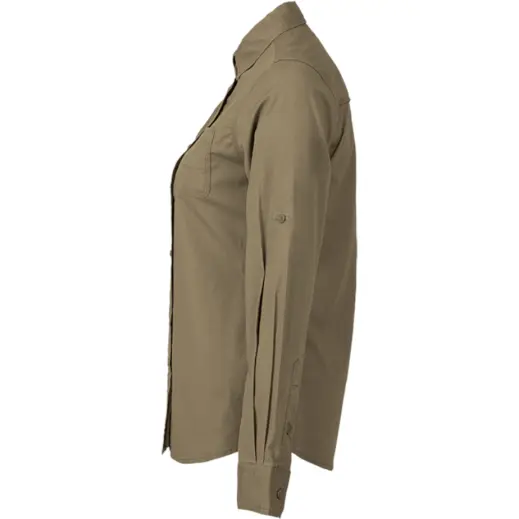 Ladies Heritage Stretch Long Sleeve Shirt Khaki Side